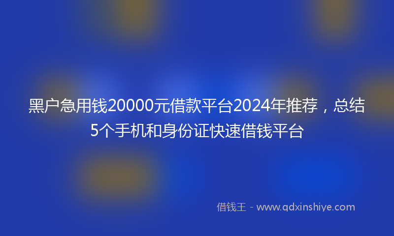 黑户急用钱20000元借款平台2024年推荐，总结5个手机和身份证快速借钱平台