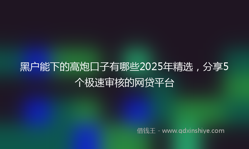 黑户能下的高炮口子有哪些2025年精选，分享5个极速审核的网贷平台