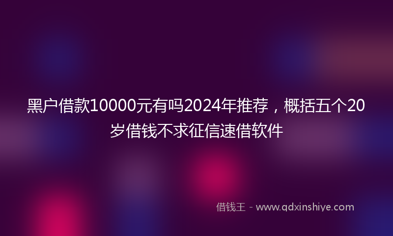 黑户借款10000元有吗2024年推荐，概括五个20岁借钱不求征信速借软件
