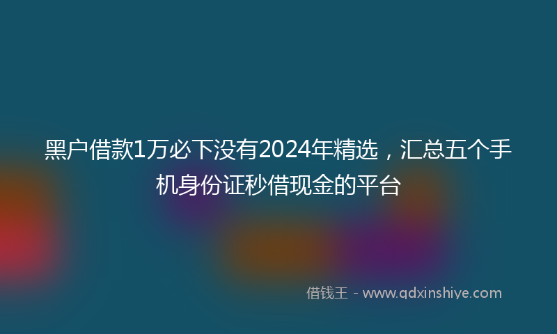 黑户借款1万必下没有2024年精选，汇总五个手机身份证秒借现金的平台