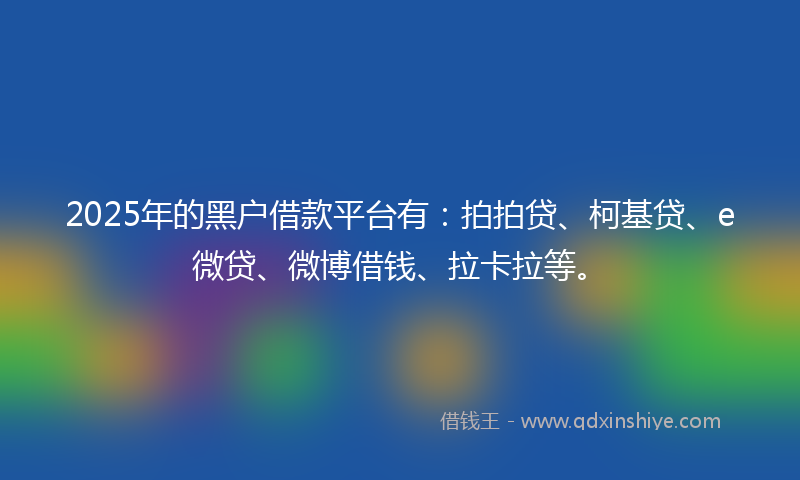 2025年的黑户借款平台有：拍拍贷、柯基贷、e微贷、微博借钱、拉卡拉等。