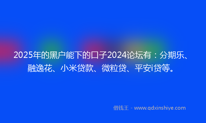2025年的黑户能下的口子2024论坛有：分期乐、融逸花、小米贷款、微粒贷、平安i贷等。