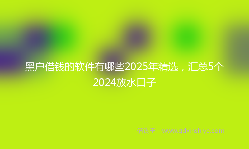 黑户借钱的软件有哪些2025年精选，汇总5个2024放水口子