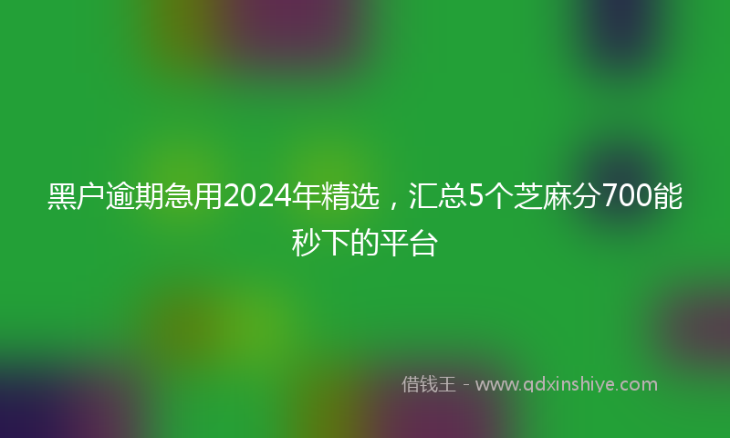 黑户逾期急用2024年精选，汇总5个芝麻分700能秒下的平台