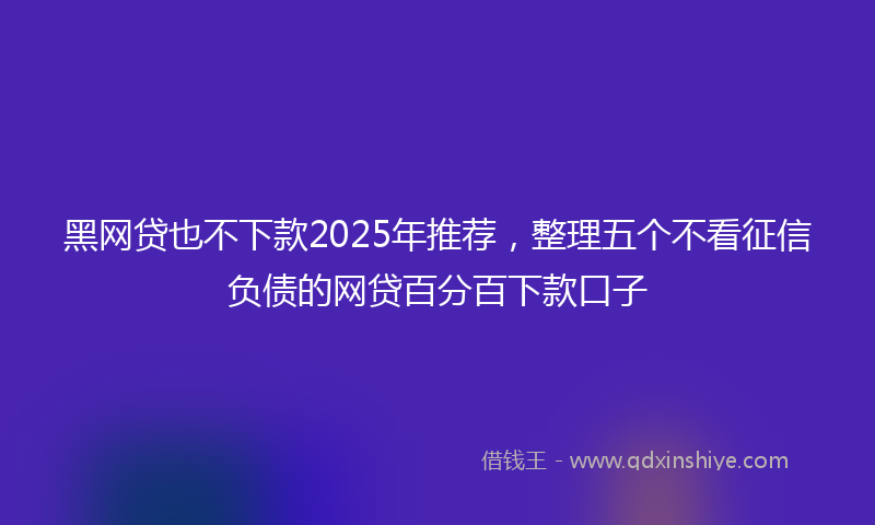 黑网贷也不下款2025年推荐，整理五个不看征信负债的网贷百分百下款口子