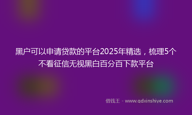 黑户可以申请贷款的平台2025年精选，梳理5个不看征信无视黑白百分百下款平台
