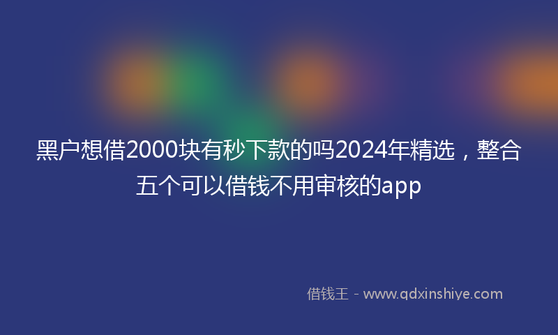 黑户想借2000块有秒下款的吗2024年精选，整合五个可以借钱不用审核的app