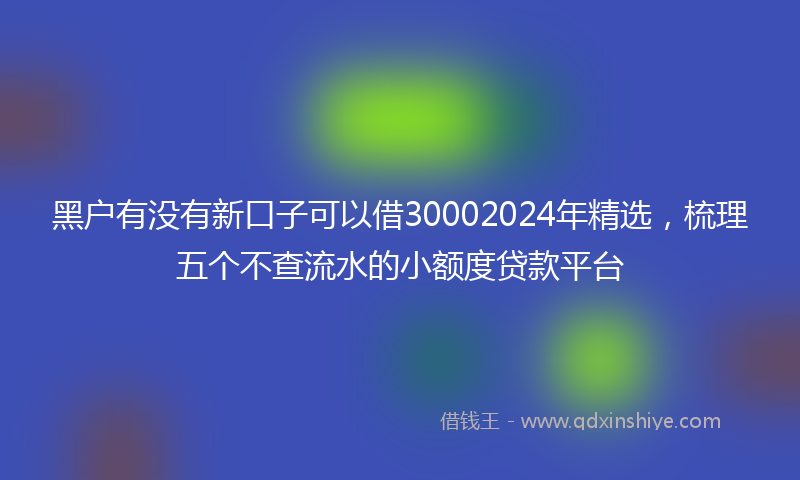 黑户有没有新口子可以借30002024年精选，梳理五个不查流水的小额度贷款平台