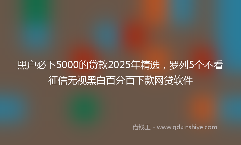 黑户必下5000的贷款2025年精选，罗列5个不看征信无视黑白百分百下款网贷软件