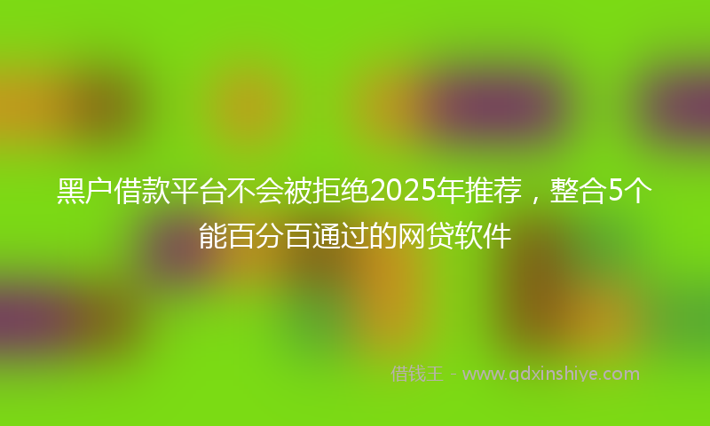 黑户借款平台不会被拒绝2025年推荐，整合5个能百分百通过的网贷软件