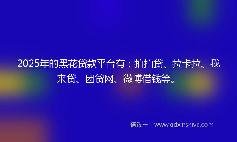 2025年的黑花贷款平台有：拍拍贷、拉卡拉、我来贷、团贷网、微博借钱等。