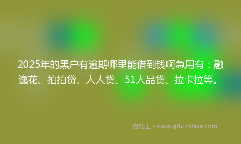 2025年的黑户有逾期哪里能借到钱啊急用有：融逸花、拍拍贷、人人贷、51人品贷、拉卡拉等。