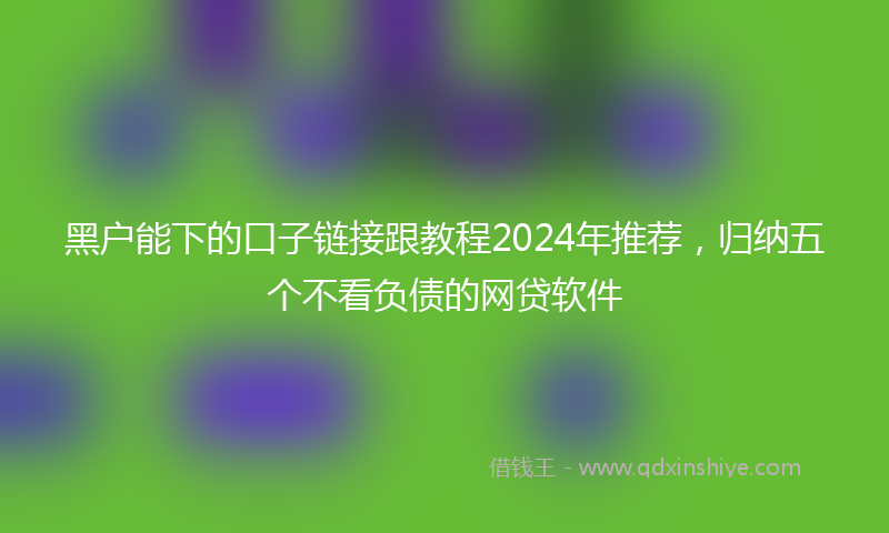 黑户能下的口子链接跟教程2024年推荐，归纳五个不看负债的网贷软件