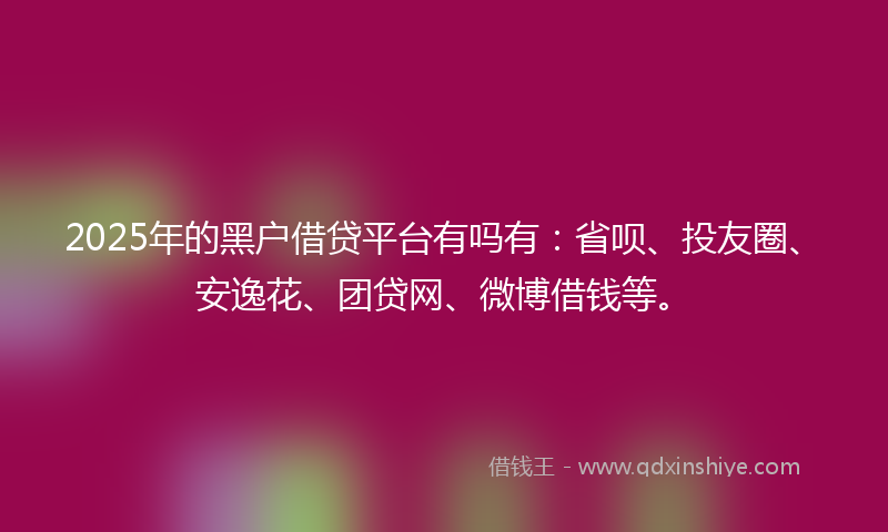 2025年的黑户借贷平台有吗有：省呗、投友圈、安逸花、团贷网、微博借钱等。
