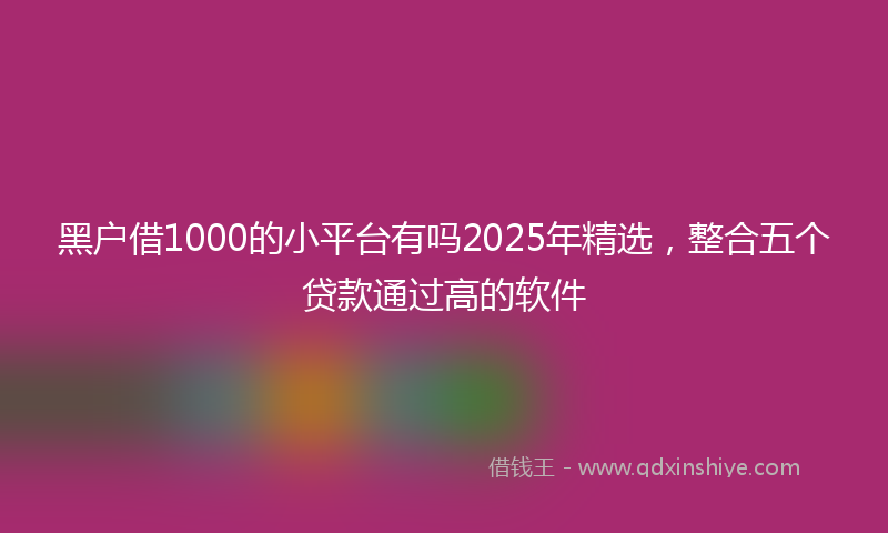 黑户借1000的小平台有吗2025年精选，整合五个贷款通过高的软件