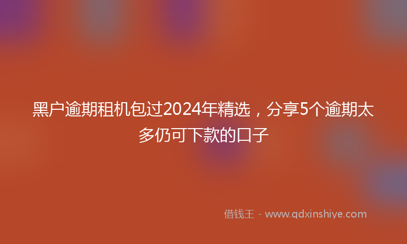 黑户逾期租机包过2024年精选，分享5个逾期太多仍可下款的口子