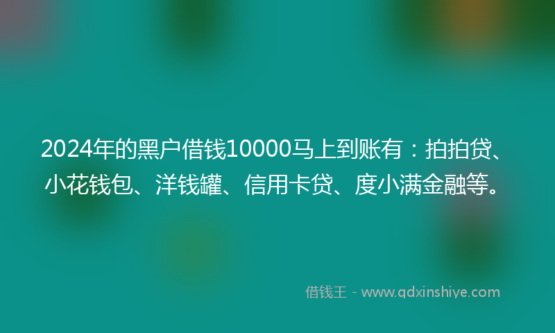 2024年的黑户借钱10000马上到账有：拍拍贷、小花钱包、洋钱罐、信用卡贷、度小满金融等。