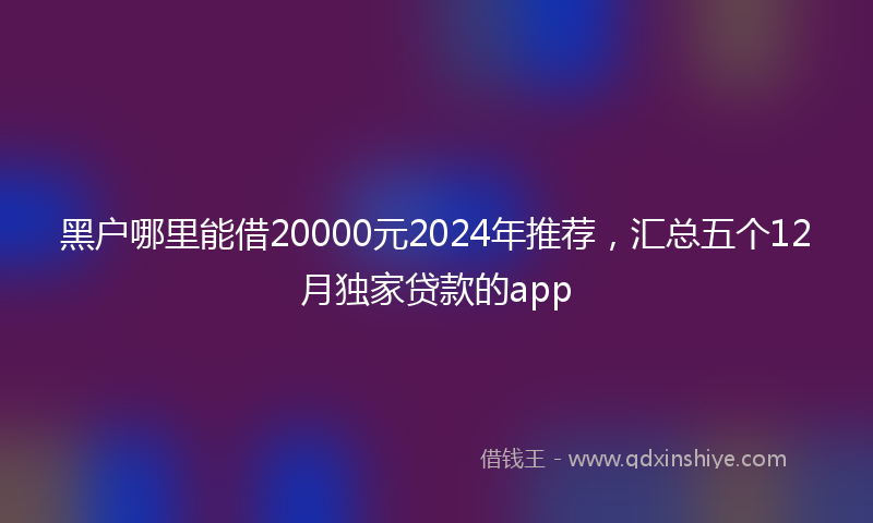 黑户哪里能借20000元2024年推荐，汇总五个12月独家贷款的app