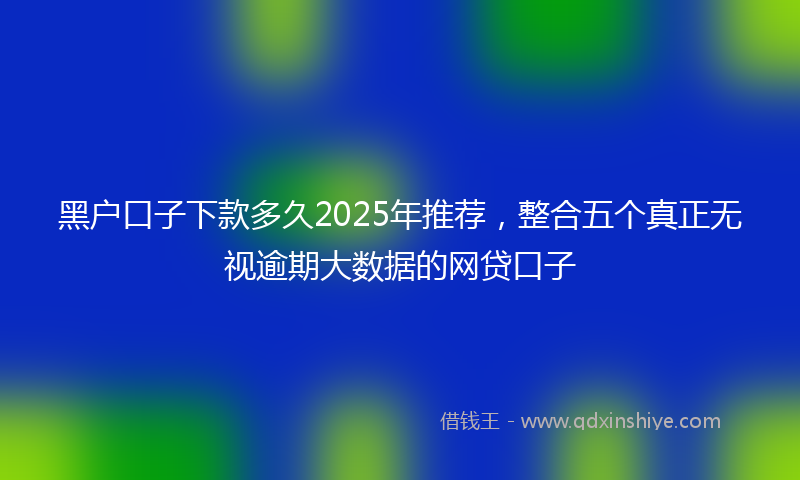 黑户口子下款多久2025年推荐，整合五个真正无视逾期大数据的网贷口子