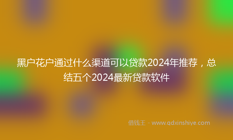 黑户花户通过什么渠道可以贷款2024年推荐，总结五个2024最新贷款软件
