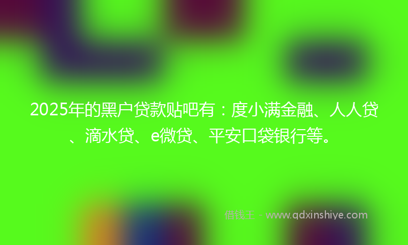 2025年的黑户贷款贴吧有：度小满金融、人人贷、滴水贷、e微贷、平安口袋银行等。