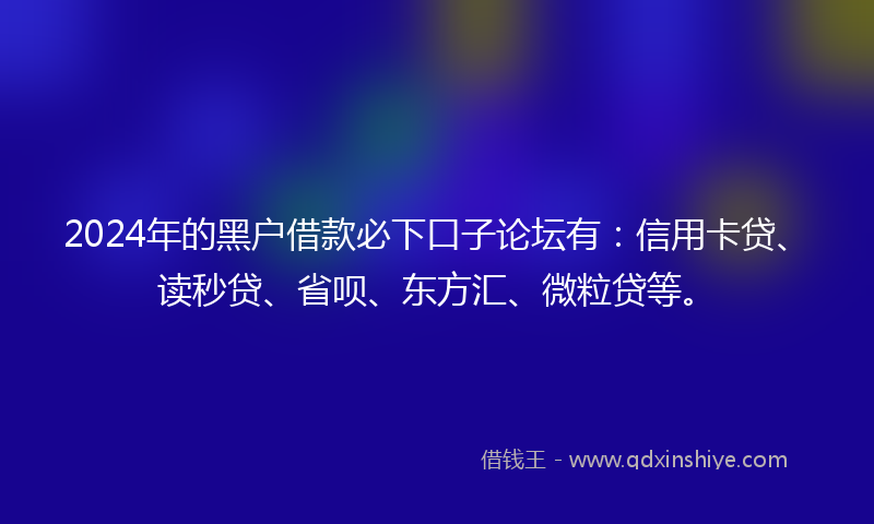 2024年的黑户借款必下口子论坛有：信用卡贷、读秒贷、省呗、东方汇、微粒贷等。