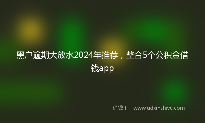 黑户逾期大放水2024年推荐，整合5个公积金借钱app