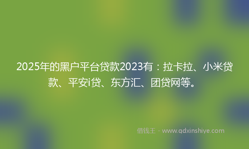 2025年的黑户平台贷款2023有：拉卡拉、小米贷款、平安i贷、东方汇、团贷网等。