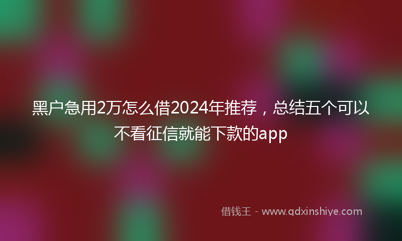黑户急用2万怎么借2024年推荐，总结五个可以不看征信就能下款的app