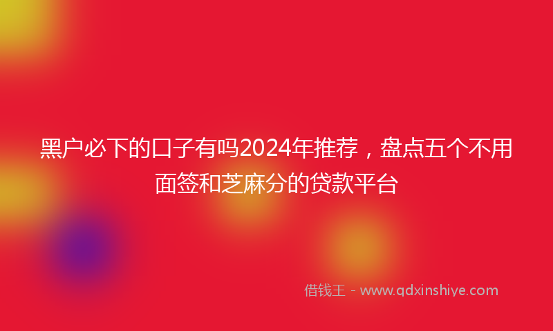 黑户必下的口子有吗2024年推荐，盘点五个不用面签和芝麻分的贷款平台