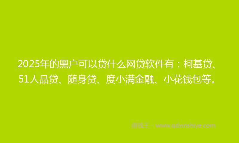2025年的黑户可以贷什么网贷软件有：柯基贷、51人品贷、随身贷、度小满金融、小花钱包等。