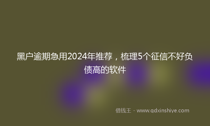 黑户逾期急用2024年推荐，梳理5个征信不好负债高的软件