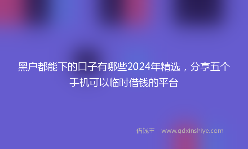 黑户都能下的口子有哪些2024年精选，分享五个手机可以临时借钱的平台