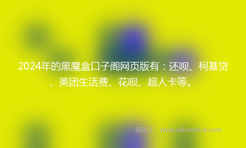 2024年的黑魔盒口子阁网页版有：还呗、柯基贷、美团生活费、花呗、超人卡等。