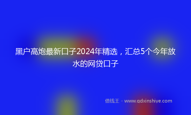 黑户高炮最新口子2024年精选，汇总5个今年放水的网贷口子