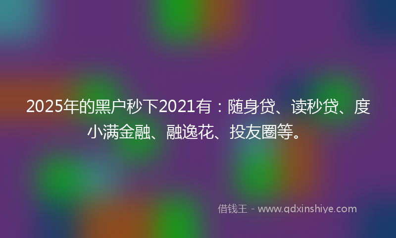 2025年的黑户秒下2021有：随身贷、读秒贷、度小满金融、融逸花、投友圈等。