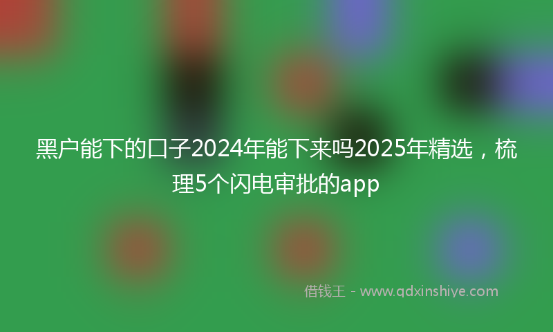 黑户能下的口子2024年能下来吗2025年精选，梳理5个闪电审批的app