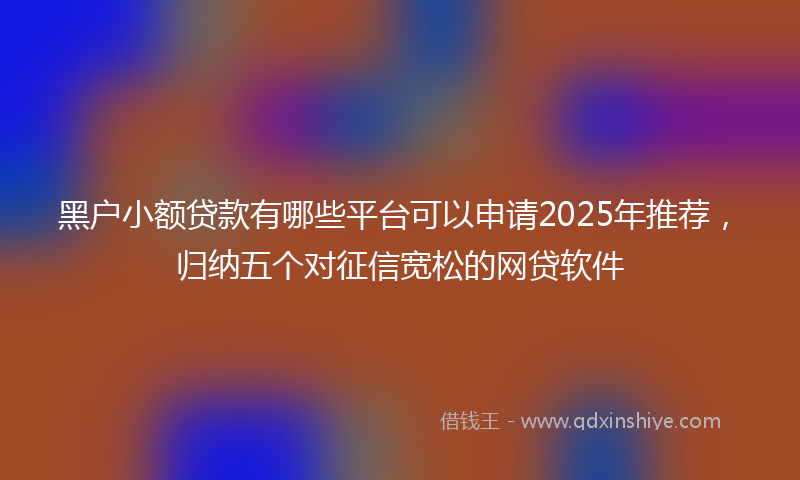黑户小额贷款有哪些平台可以申请2025年推荐，归纳五个对征信宽松的网贷软件