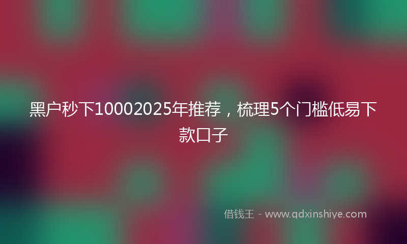 黑户秒下10002025年推荐，梳理5个门槛低易下款口子