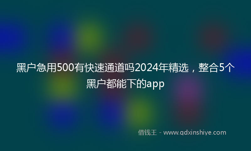 黑户急用500有快速通道吗2024年精选，整合5个黑户都能下的app