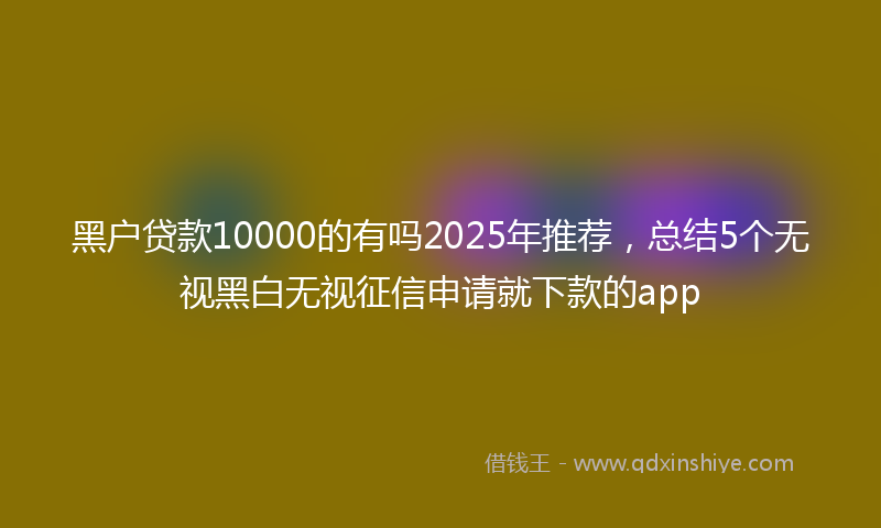黑户贷款10000的有吗2025年推荐，总结5个无视黑白无视征信申请就下款的app