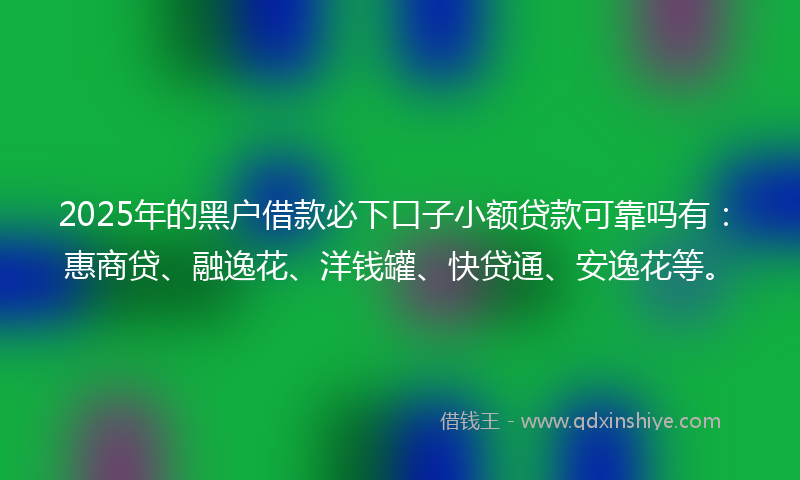 2025年的黑户借款必下口子小额贷款可靠吗有：惠商贷、融逸花、洋钱罐、快贷通、安逸花等。