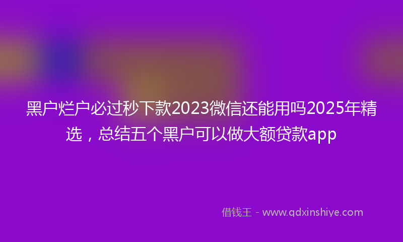 黑户烂户必过秒下款2023微信还能用吗2025年精选，总结五个黑户可以做大额贷款app