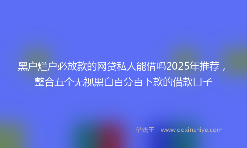 黑户烂户必放款的网贷私人能借吗2025年推荐，整合五个无视黑白百分百下款的借款口子