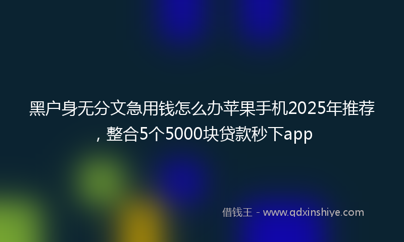 黑户身无分文急用钱怎么办苹果手机2025年推荐，整合5个5000块贷款秒下app