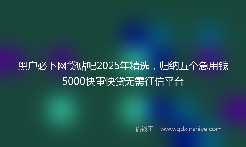 黑户必下网贷贴吧2025年精选，归纳五个急用钱5000快审快贷无需征信平台