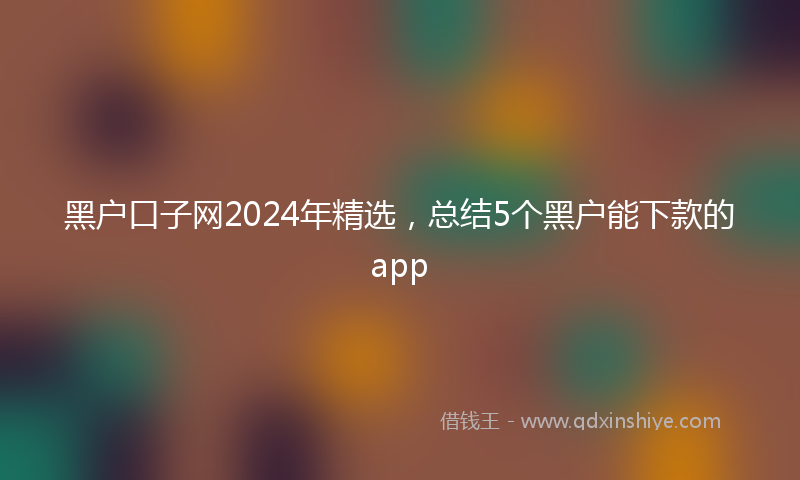 黑户口子网2024年精选，总结5个黑户能下款的app