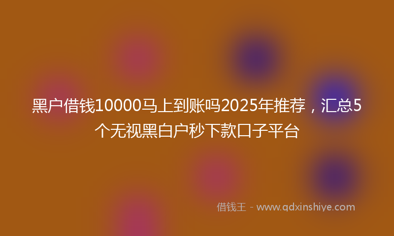 黑户借钱10000马上到账吗2025年推荐，汇总5个无视黑白户秒下款口子平台