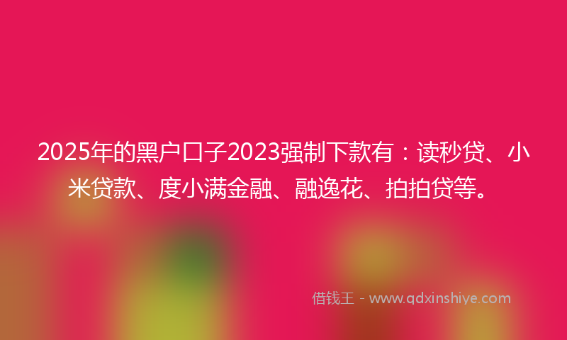 2025年的黑户口子2023强制下款有：读秒贷、小米贷款、度小满金融、融逸花、拍拍贷等。