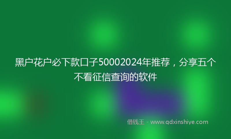 黑户花户必下款口子50002024年推荐，分享五个不看征信查询的软件